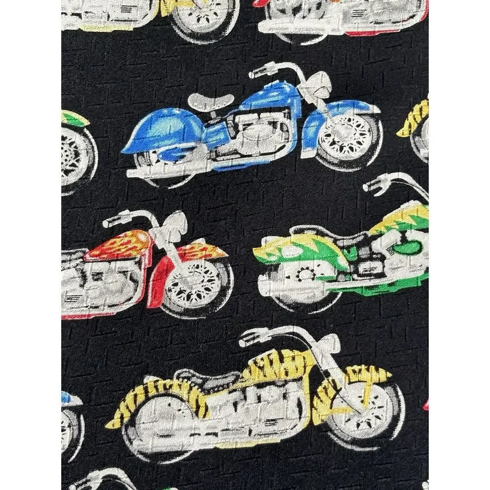 Puritan Men's Standard Pointed Black Multicolor Silk Motorcycle Harley‎ Tie